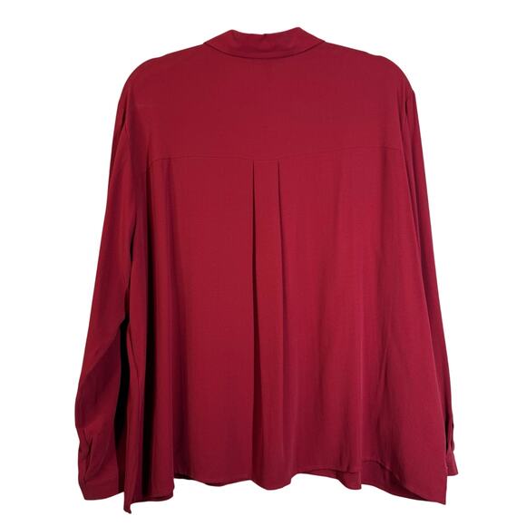EILEEN FISHER Blouse XL Georgette Crepe Classic Collard Button Down Silk Career - Picture 3 of 12